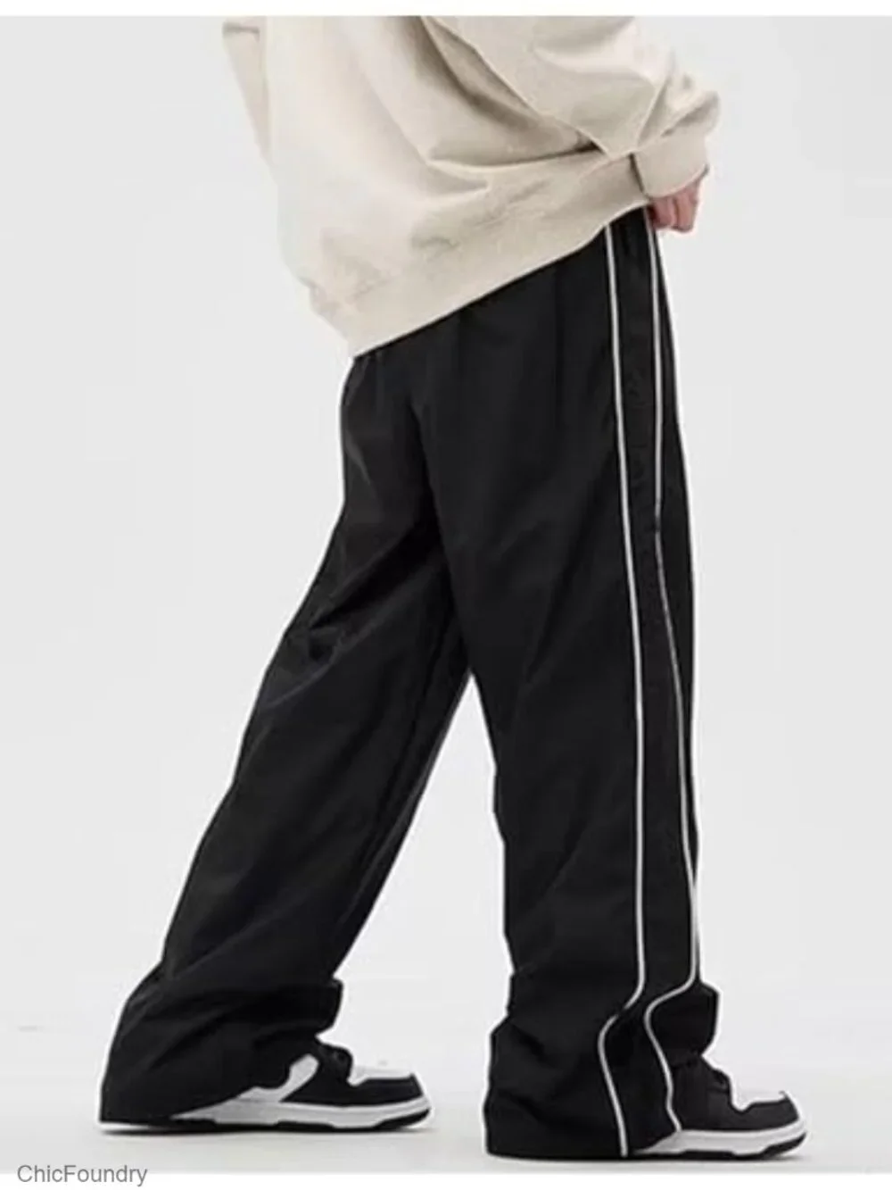 Y2k Baggy Sweatpants Men Straight Leg Drawstring Track Pants Streetwear